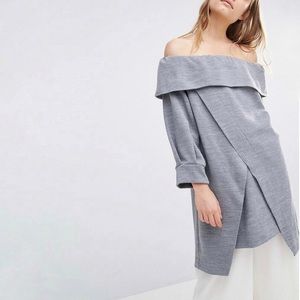 NWOT House of Sunny Off Shoulder Top in Gray